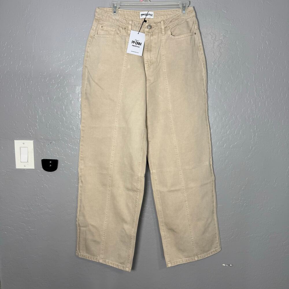 Princess Polly Lando Low Rise Straight Leg Jeans, Tan, US 6